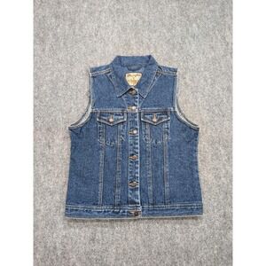 Vintage Wrangler Denim Vest Womens Small Western Cowgirl Ranch Rodeo 90s Y2K